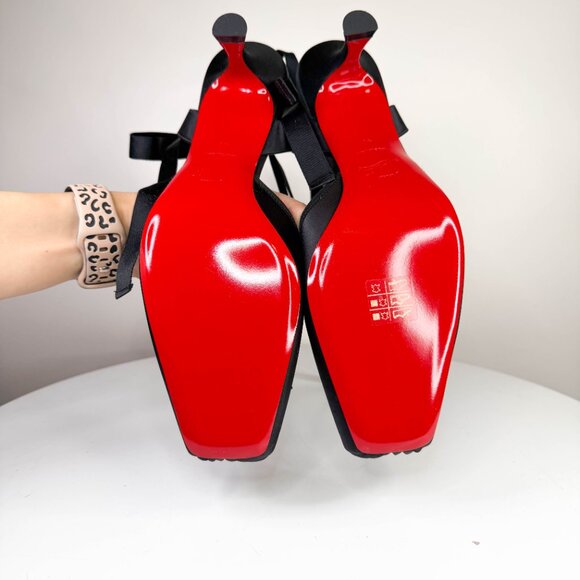 Louboutin Cassia 55 black satin kitten heel ballet pumps - Picture 6 of 8